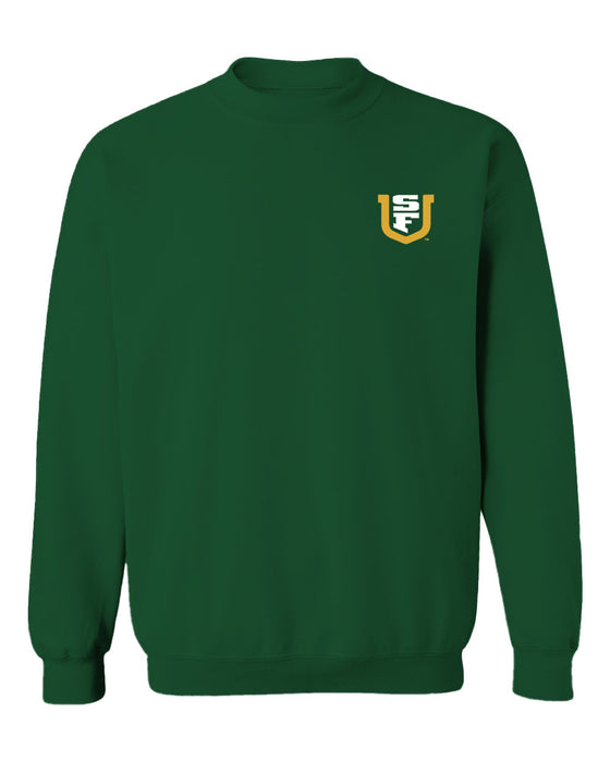 University of San Francisco Dons USF Hand Sketched Vive La Fete Impressions Artwork Green Crew Neck Sweatshirt for Women
