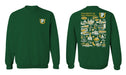 University of San Francisco Dons USF Hand Sketched Vive La Fete Impressions Artwork Green Crew Neck Sweatshirt for Women - Vive La Fête - Online Apparel Store