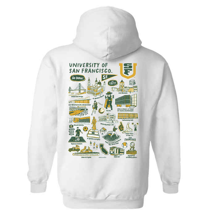 San Francisco Dons USF Hand Sketched Vive La Fete Impressions Artwork Green Cotton Fleece Long Sleeve Hoodie - Vive La Fête - Online Apparel Store