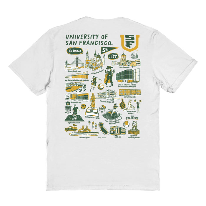 San Francisco Dons USF Vive La Fete Impressions Artwork Green Womens Cotton Tshirt - Vive La Fête - Online Apparel Store