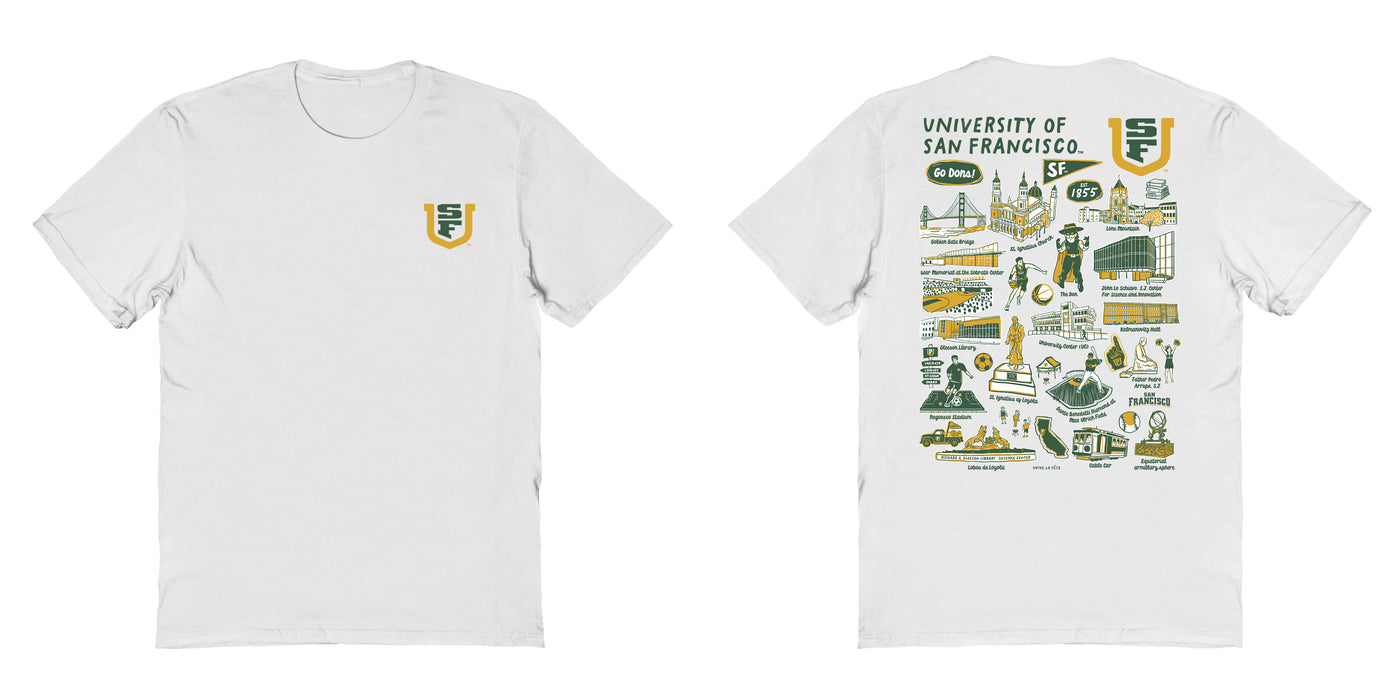 San Francisco Dons USF Vive La Fete Impressions Artwork Green Womens Cotton Tshirt - Vive La Fête - Online Apparel Store