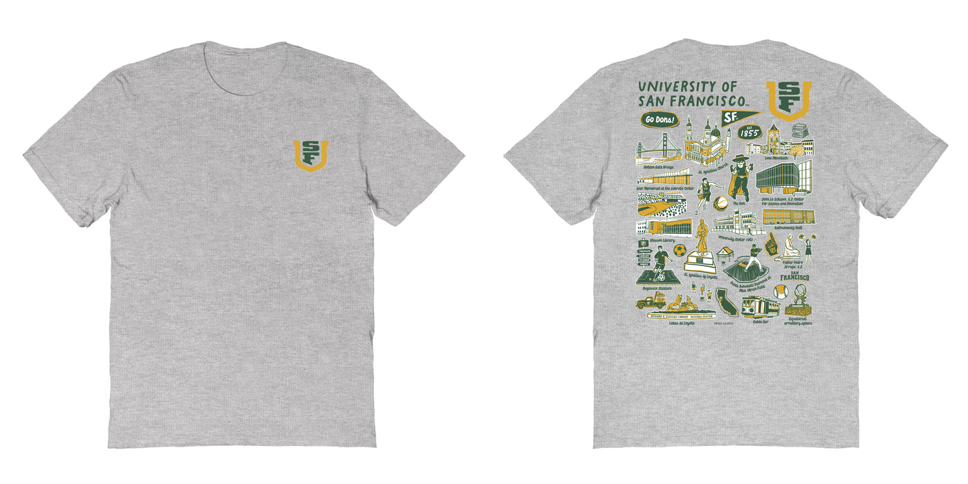 San Francisco Dons USF Vive La Fete Impressions Artwork Green Womens Cotton Tshirt - Vive La Fête - Online Apparel Store