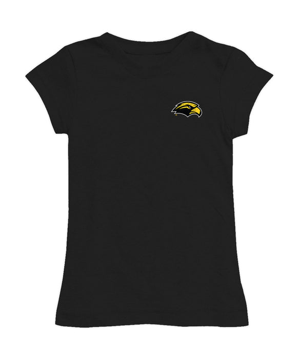 Southern Miss Golden Eagles Hand Sketched Vive La Fete Impressions Artwork Black Girls Cotton Short Sleeve Tee