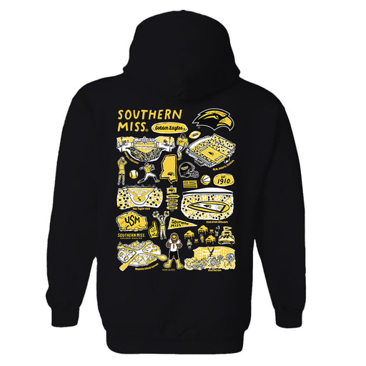 Southern Miss Golden Eagles Hand Sketched Artwork Cotton Fleece Women Hoodie - Vive La Fête - Online Apparel Store