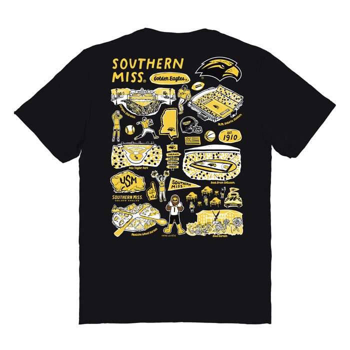 Southern Miss Golden Eagles Vive La Fete Impressions Artwork Womens Cotton Tshirt - Vive La Fête - Online Apparel Store