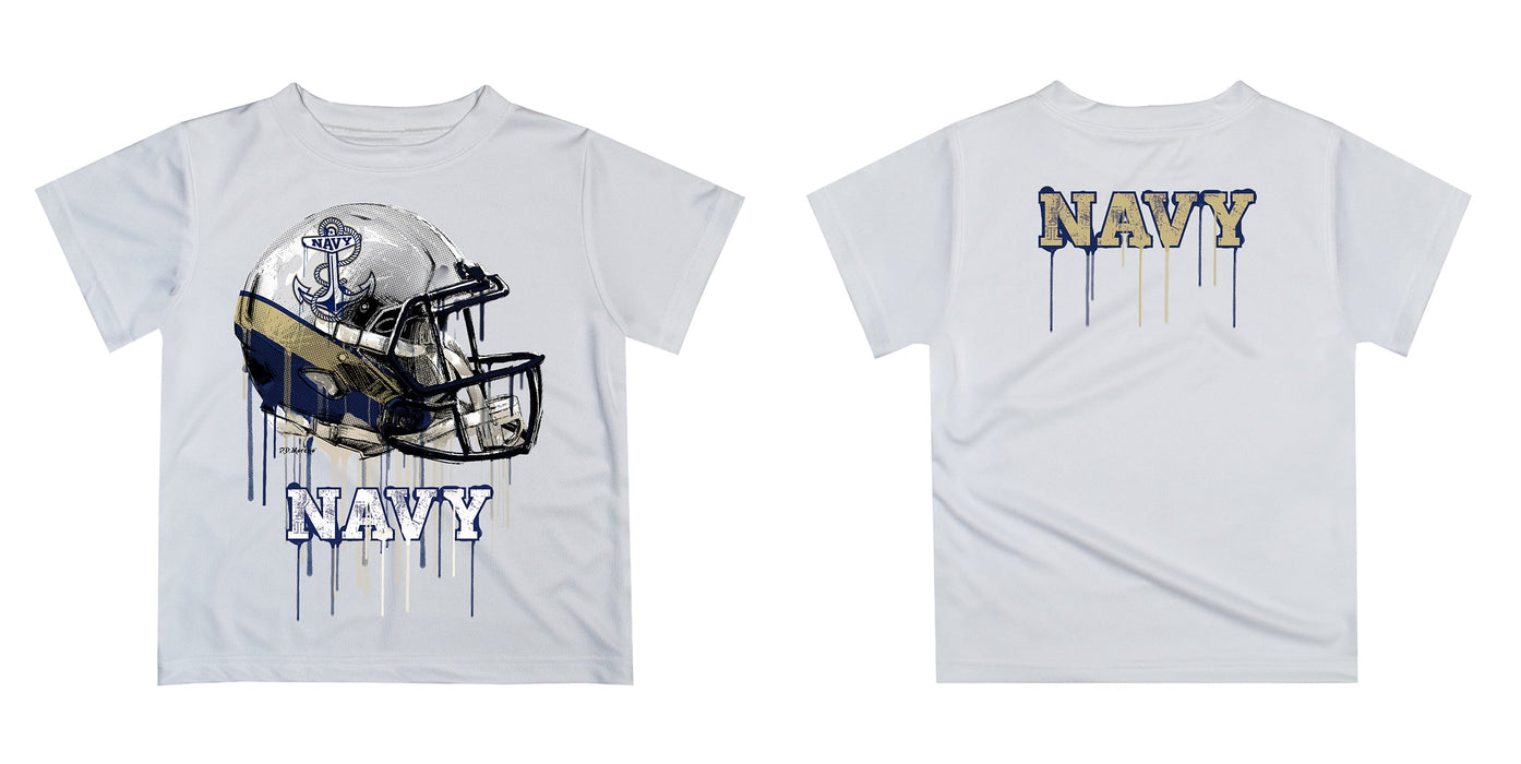 Naval Academy Midshipmen Original Dripping Football Helmet White T-Shirt by Vive La Fete - Vive La Fête - Online Apparel Store