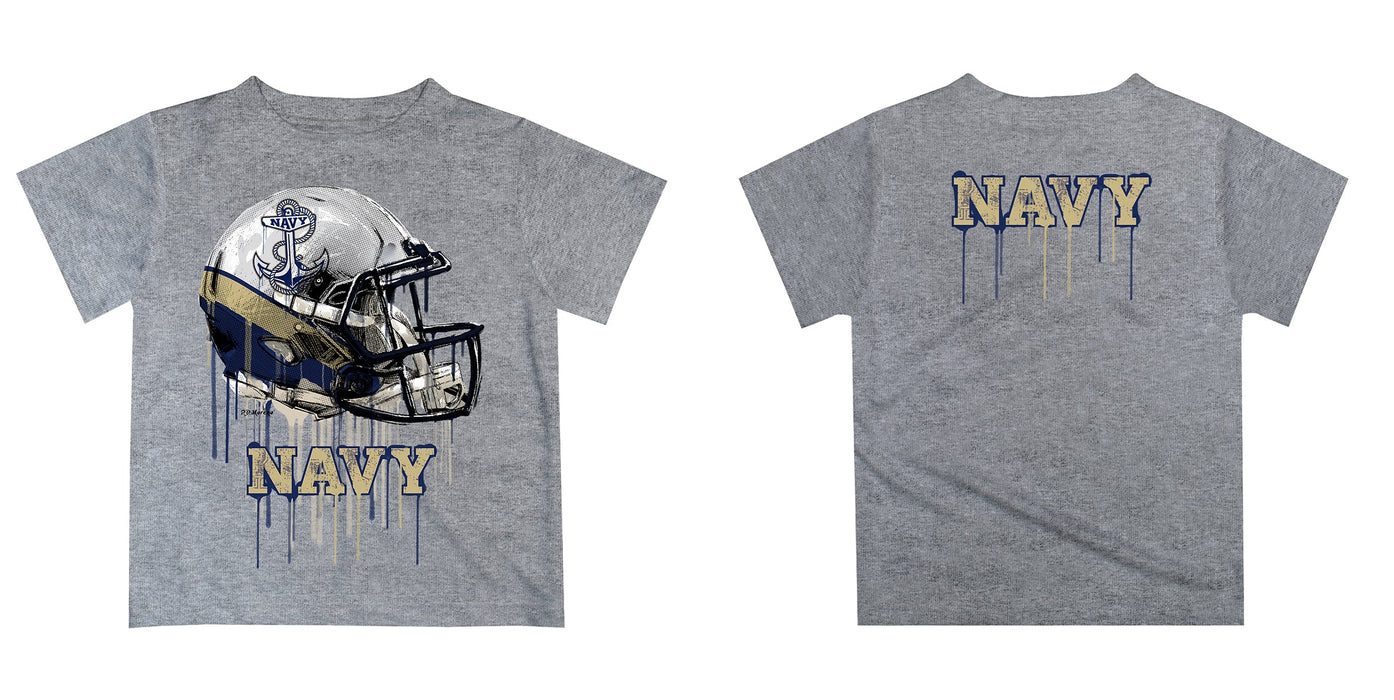 Naval Academy Midshipmen Original Dripping Football Helmet Heather Gray T-Shirt by Vive La Fete - Vive La Fête - Online Apparel Store