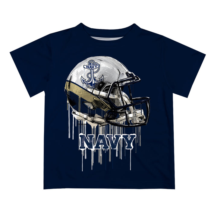 Naval Academy Midshipmen Original Dripping Football Helmet Navy T-Shirt by Vive La Fete