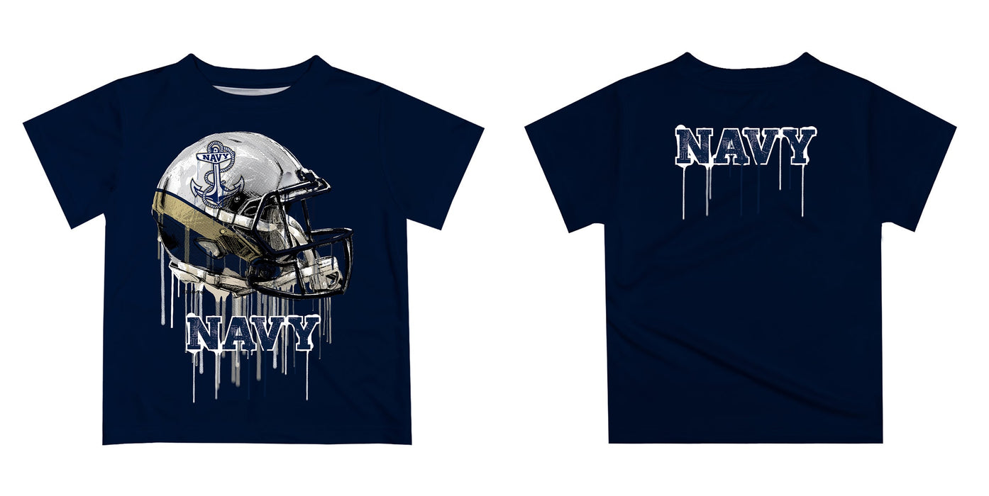 Naval Academy Midshipmen Original Dripping Football Helmet Navy T-Shirt by Vive La Fete - Vive La Fête - Online Apparel Store