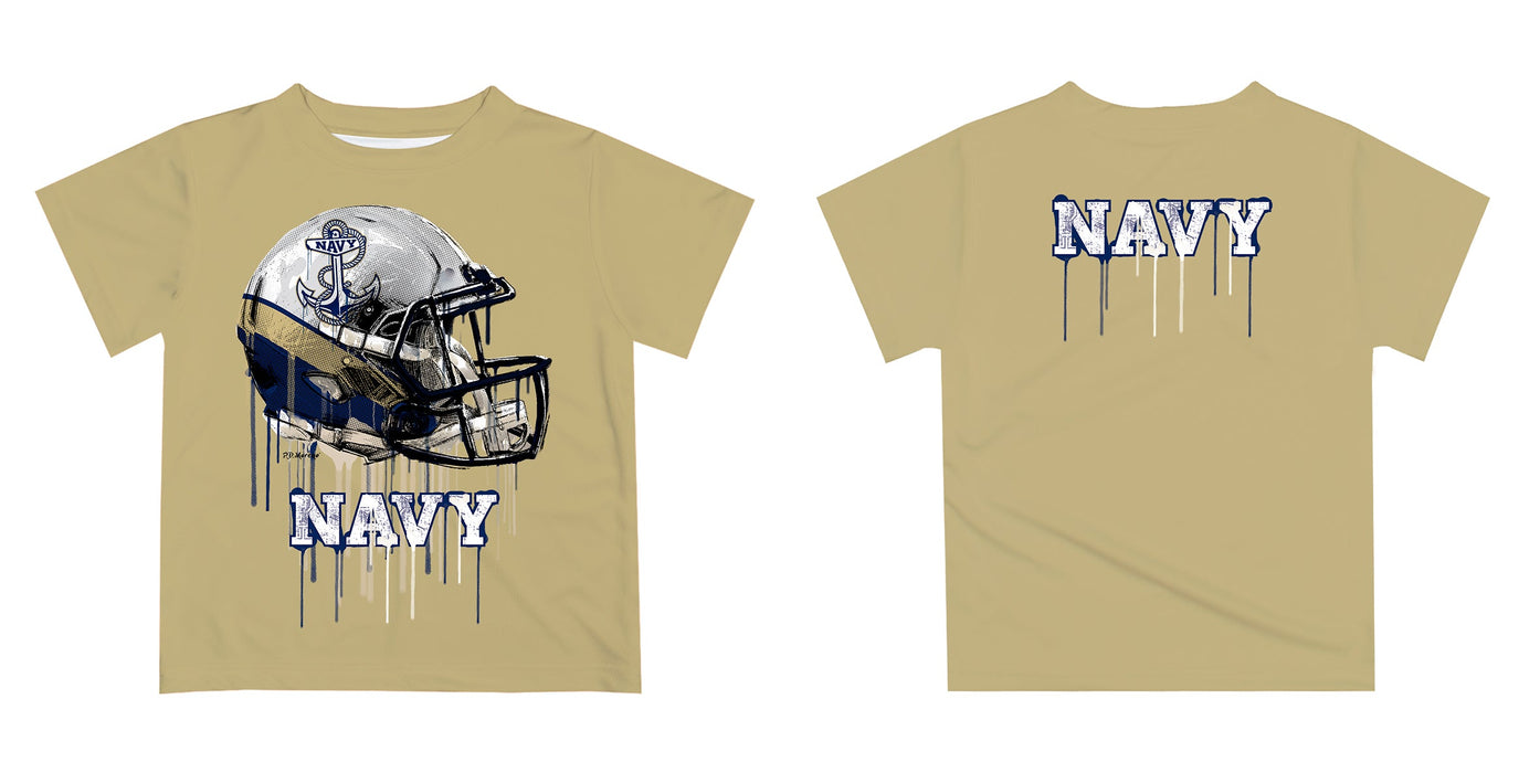 Naval Academy Midshipmen Original Dripping Football Helmet Gold T-Shirt by Vive La Fete - Vive La Fête - Online Apparel Store