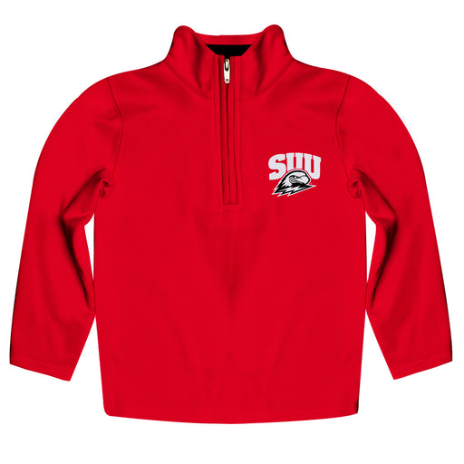 Southern Utah University Thunderbirds Vive La Fete Game Day Solid Red Quarter Zip Pullover Sleeves