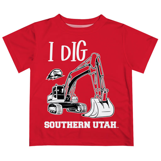 Southern Utah University Thunderbirds Vive La Fete Excavator Boys Game Day Red Short Sleeve Tee