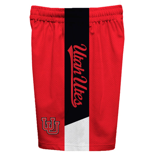 Utah Utes Vive La Fete Game Day Red Stripes Boys Solid Black Athletic Mesh Short - Vive La Fête - Online Apparel Store