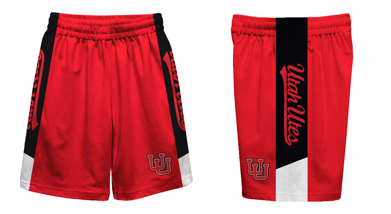 Utah Utes Vive La Fete Game Day Red Stripes Boys Solid Black Athletic Mesh Short - Vive La Fête - Online Apparel Store