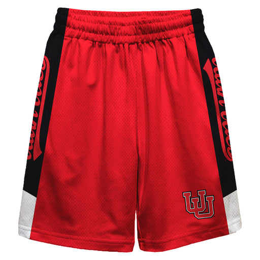 Utah Utes Vive La Fete Game Day Red Stripes Boys Solid Black Athletic Mesh Short