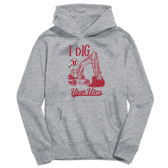 University of Utah Utes Excavator Heather Grey Cotton Youth Hoodie