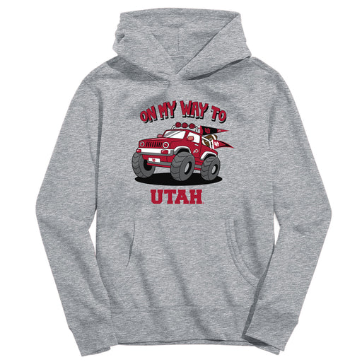 University of Utah Utes On My Way Monster Truck Heather Grey Cotton Youth Hoodie