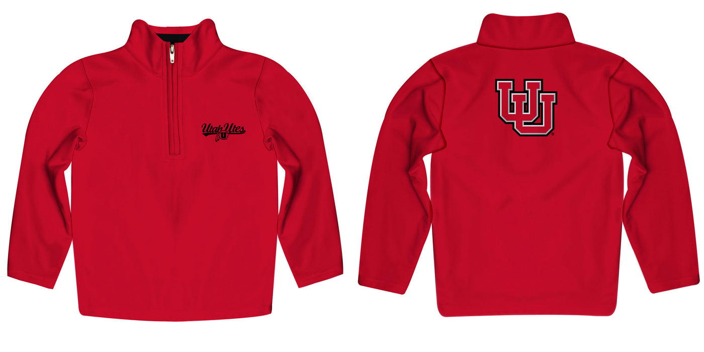 University of Utah Utes Vive La Fete Game Day Solid Red Quarter Zip Pullover Sleeves - Vive La Fête - Online Apparel Store