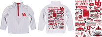University of Utah Utes Hand Sketched Vive La Fete Impressions Artwork  White Boys Quarter Zip Pullover V1 - Vive La Fête - Online Apparel Store