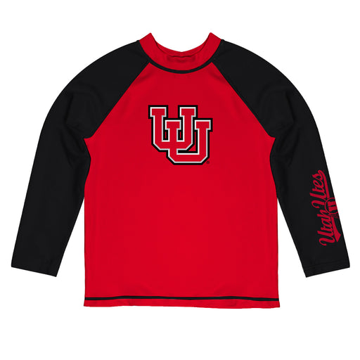 University of Utah Utes Vive La Fete Logo Red Long Sleeve Raglan Rashguard