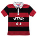 University of Utah Utes Stripes Short Sleeve Polo Box Shirt Red and Black - Vive La Fête - Online Apparel Store
