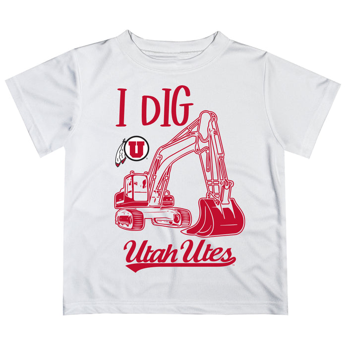 University of Utah Utes Vive La Fete Excavator Boys Game Day White Short Sleeve Tee