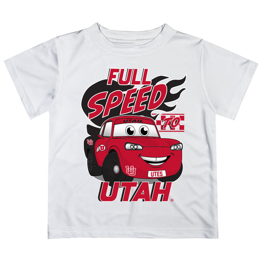University of Utah Utes Vive La Fete Toy Racing Car Boys Game Day White Short Sleeve Tee