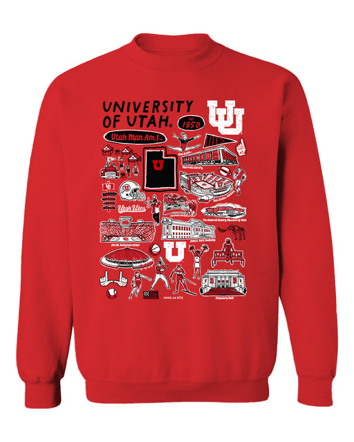 University of Utah Utes Vive La Fete Impressions Red Cotton Crewneck Sweatshirt for Women