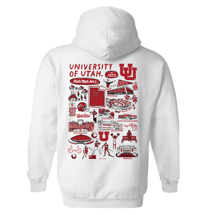 University of Utah Utes Hand Sketched Artwork Cotton Fleece Women Hoodie - Vive La Fête - Online Apparel Store