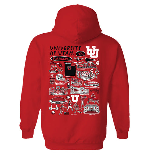University of Utah Utes Hand Sketched Artwork Cotton Fleece Women Hoodie - Vive La Fête - Online Apparel Store