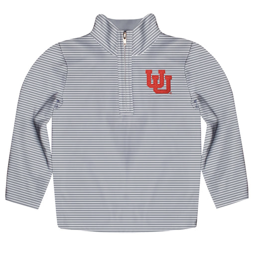 University of Utah Utes Embroidered Womens Gray Stripes Quarter Zip Pullover