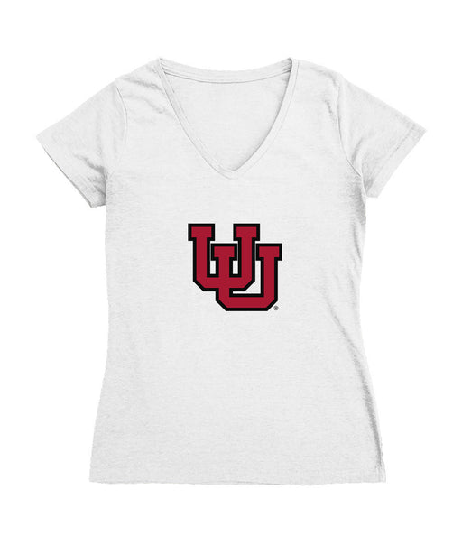 University of Utah Utes Women's V-neck Fitted Cotton T-Shirt White