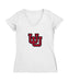 University of Utah Utes Women's V-neck Fitted Cotton T-Shirt White