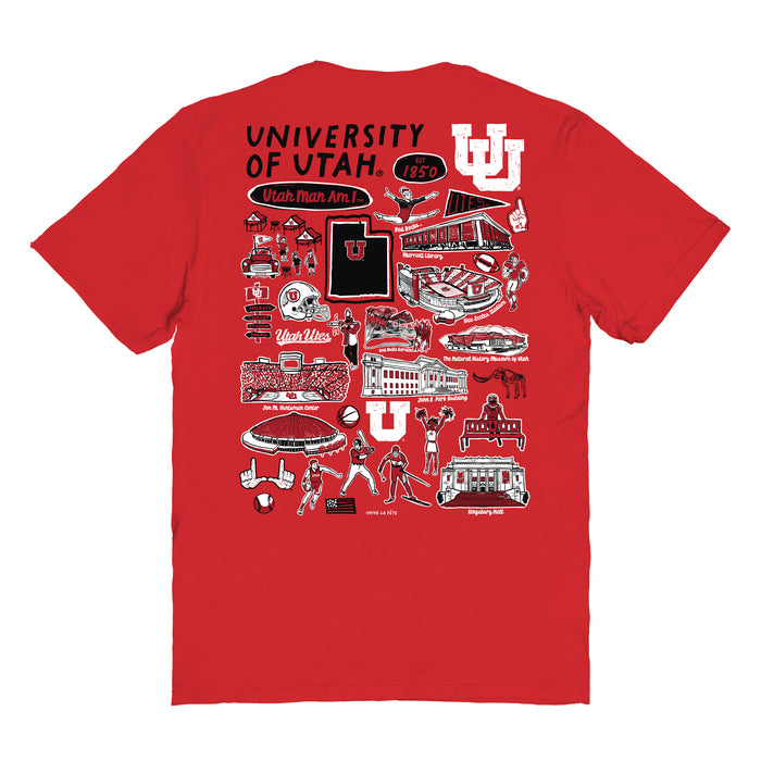 University of Utah Utes Vive La Fete Impressions Artwork Womens Cotton Tshirt - Vive La Fête - Online Apparel Store