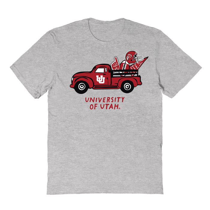 University of Utah Utes Hand Sketched Vive La Fete Impressions Truck Grey T-shirt for Women