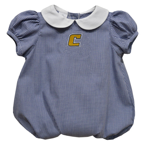 Tennessee Chattanooga Mocs Embroidered Navy Gingham Girls Baby Bubble Short Sleeve