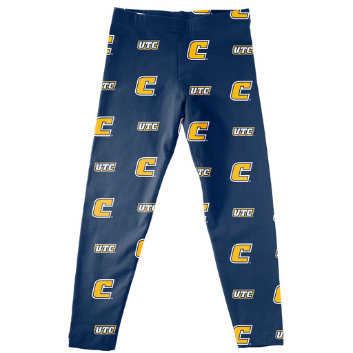 Tennessee Chattanooga Mocs Vive La Fete Girl Game Day All Over Two Logos Elastic Waist Classic Play Blue Leggings Tights