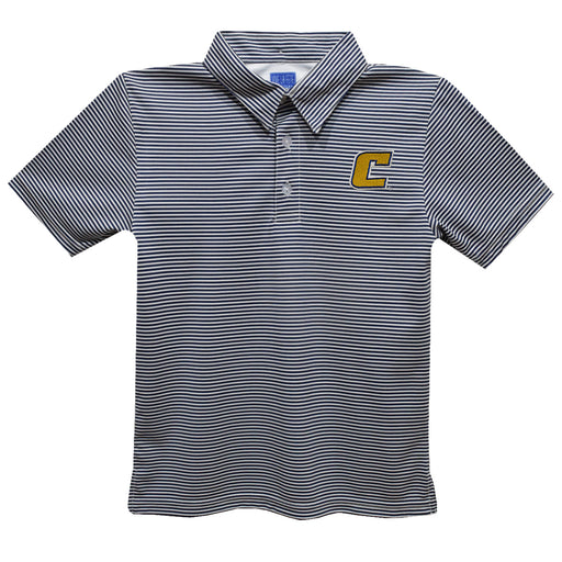 Tennessee Chattanooga Mocs Embroidered Navy Stripes Short Sleeve Polo Box Shirt