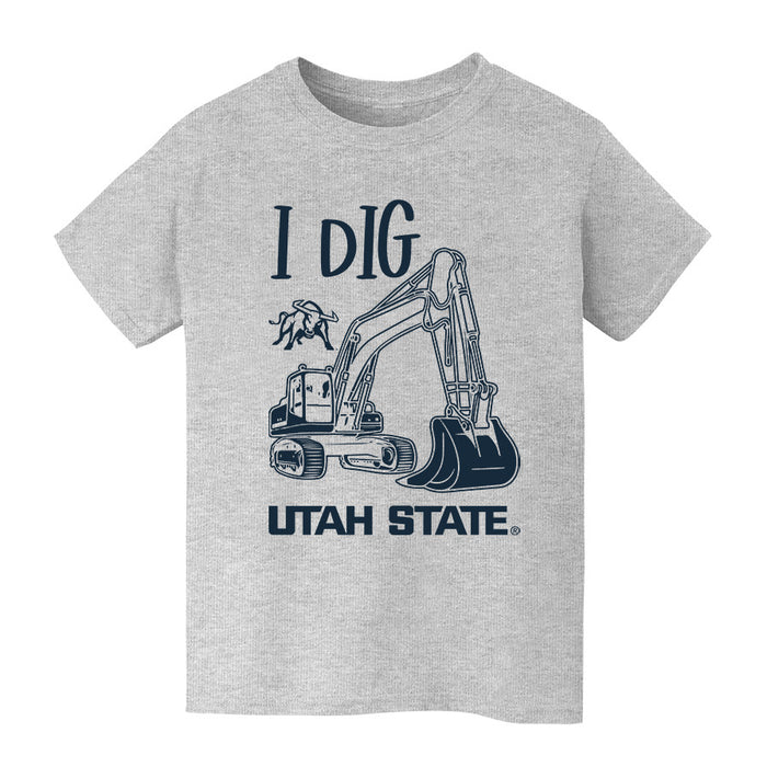 Utah State Aggies USU Vive La Fete Excavator Heather Grey Cotton Short Sleeve Tee