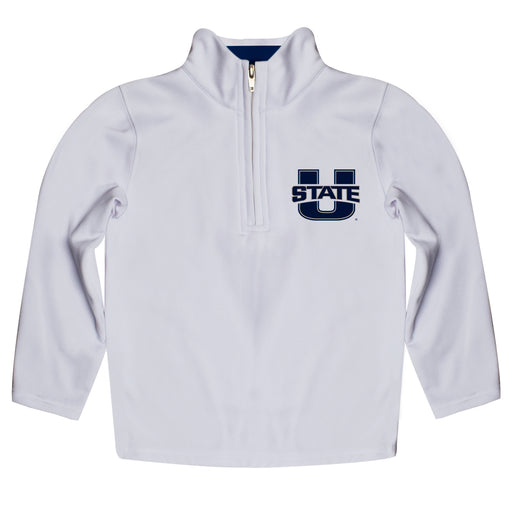 Utah State Aggies Vive La Fete Logo and Mascot Name Womens White Quarter Zip Pullover