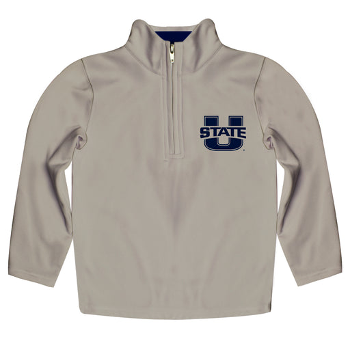 Utah State Aggies Vive La Fete Logo and Mascot Name Womens Gray Quarter Zip Pullover