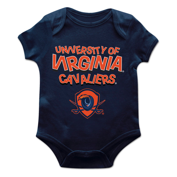 Virginia Cavaliers UVA Vive La Fete Infant Game Day Navy Short Sleeve Bodysuit