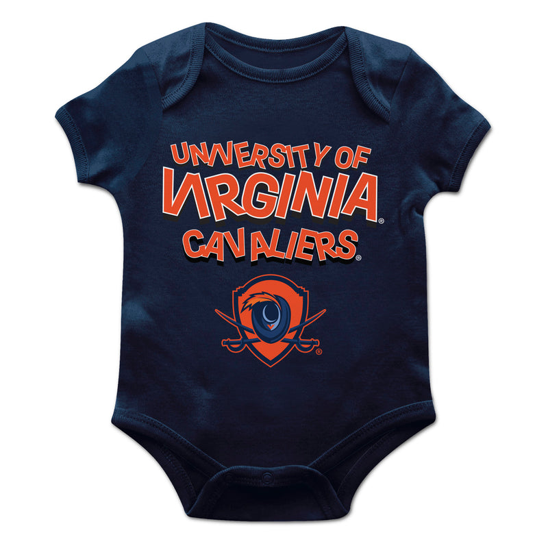 Virginia Cavaliers UVA Vive La Fete Infant Game Day Navy Short Sleeve Bodysuit