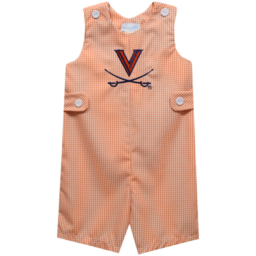 Virginia Cavaliers UVA Embroidered Orange Gingham Boys Jon Jon