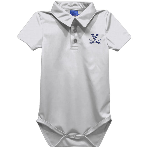 Virginia Cavaliers UVA Embroidered White Solid Knit Boys Polo Bodysuit