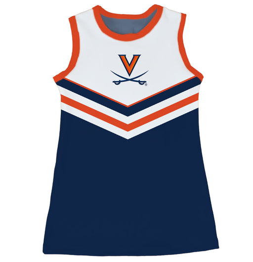 Virginia Cavaliers UVA Sleeveless Cheerleader A Line Dress White and Navy
