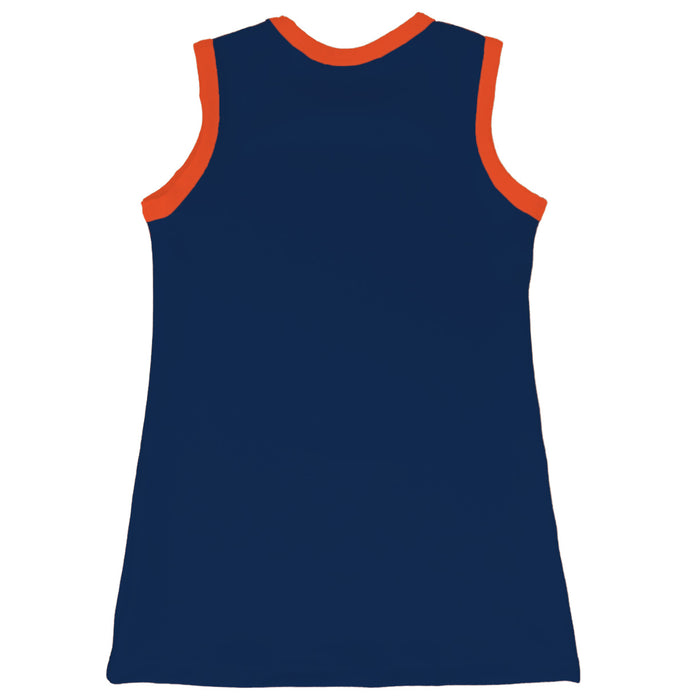 Virginia Cavaliers UVA Sleeveless Cheerleader A Line Dress White and Navy