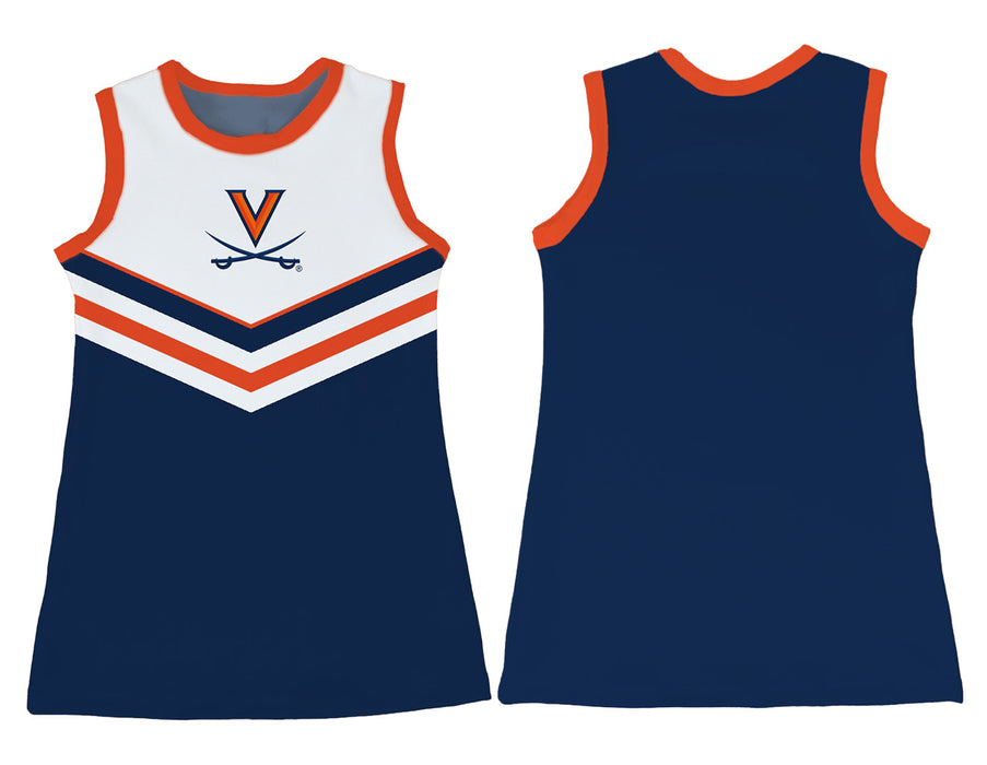 Virginia Cavaliers UVA Sleeveless Cheerleader A Line Dress White and Navy
