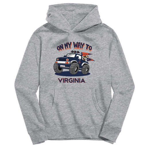 Virginia Cavaliers UVA On My Way Monster Truck Heather Grey Cotton Youth Hoodie