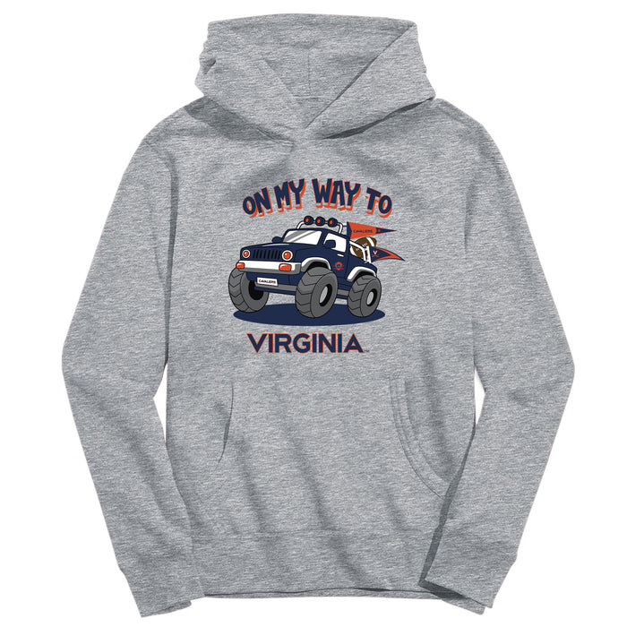 Virginia Cavaliers UVA On My Way Monster Truck Heather Grey Cotton Youth Hoodie